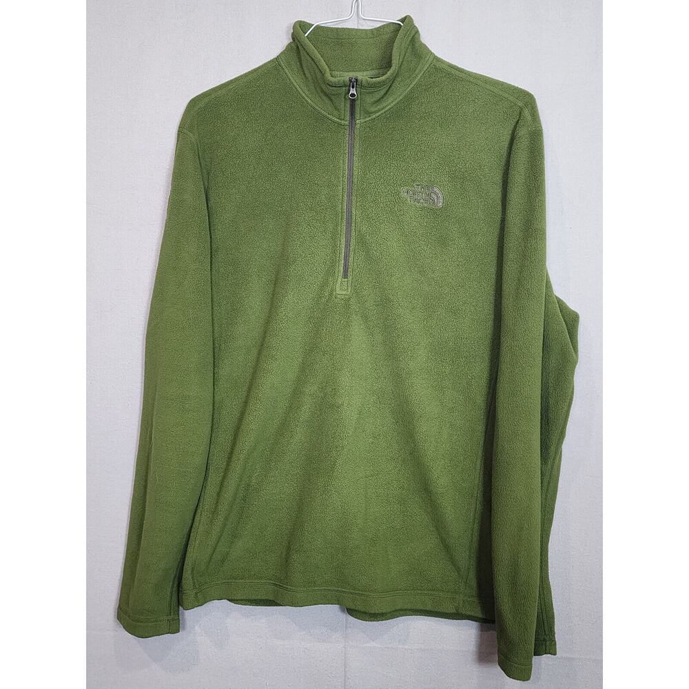 The North Face Jacket Mens Green‎ Quarter Zip Pullover Fleece Outdoor Sz L